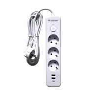 Удлинитель с заземлением 8 м, 3 розетки, 2 USB порта, Type C, "MAXIMUM" MX 12509 (2587)